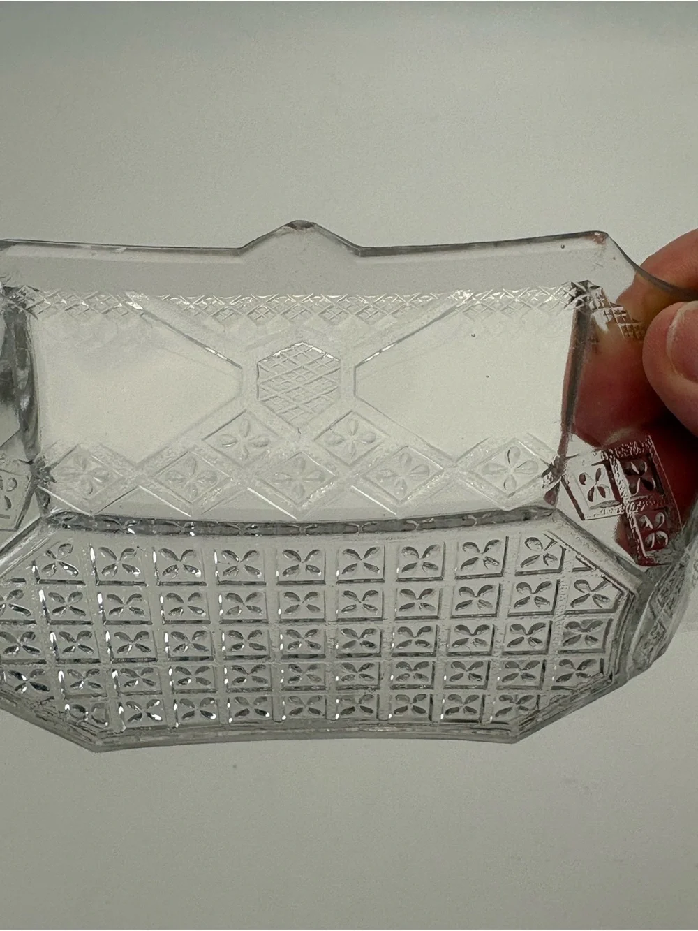EAPG Pressed Glass Serving Dish or Trinket Dish - Geometric